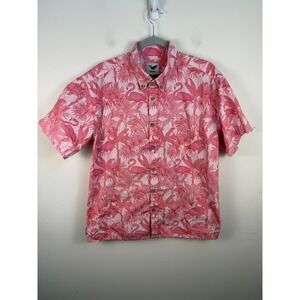 Yiume Pink Flamingo Tropical Print Cotton Short Sleeve Button Down Shirt Size M